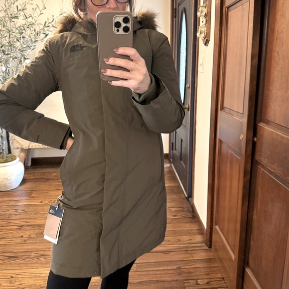 The North Face Olive Green Parka with Fur Hood - Picture 9 of 12